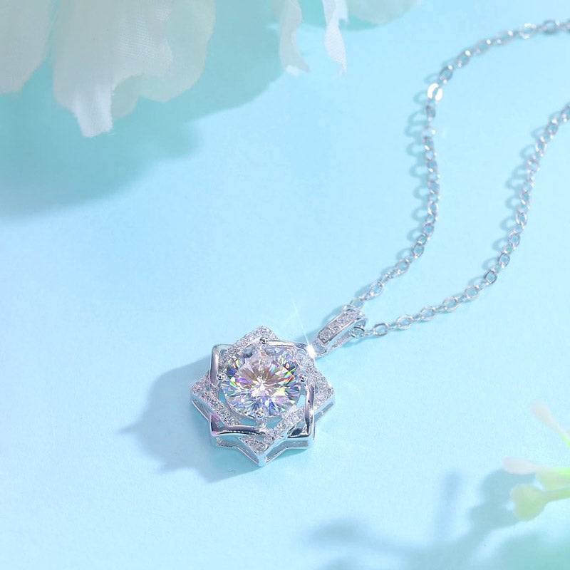 2 Carats Moissanite Diamond Octagram Pendant - View 6 | SelinJewels