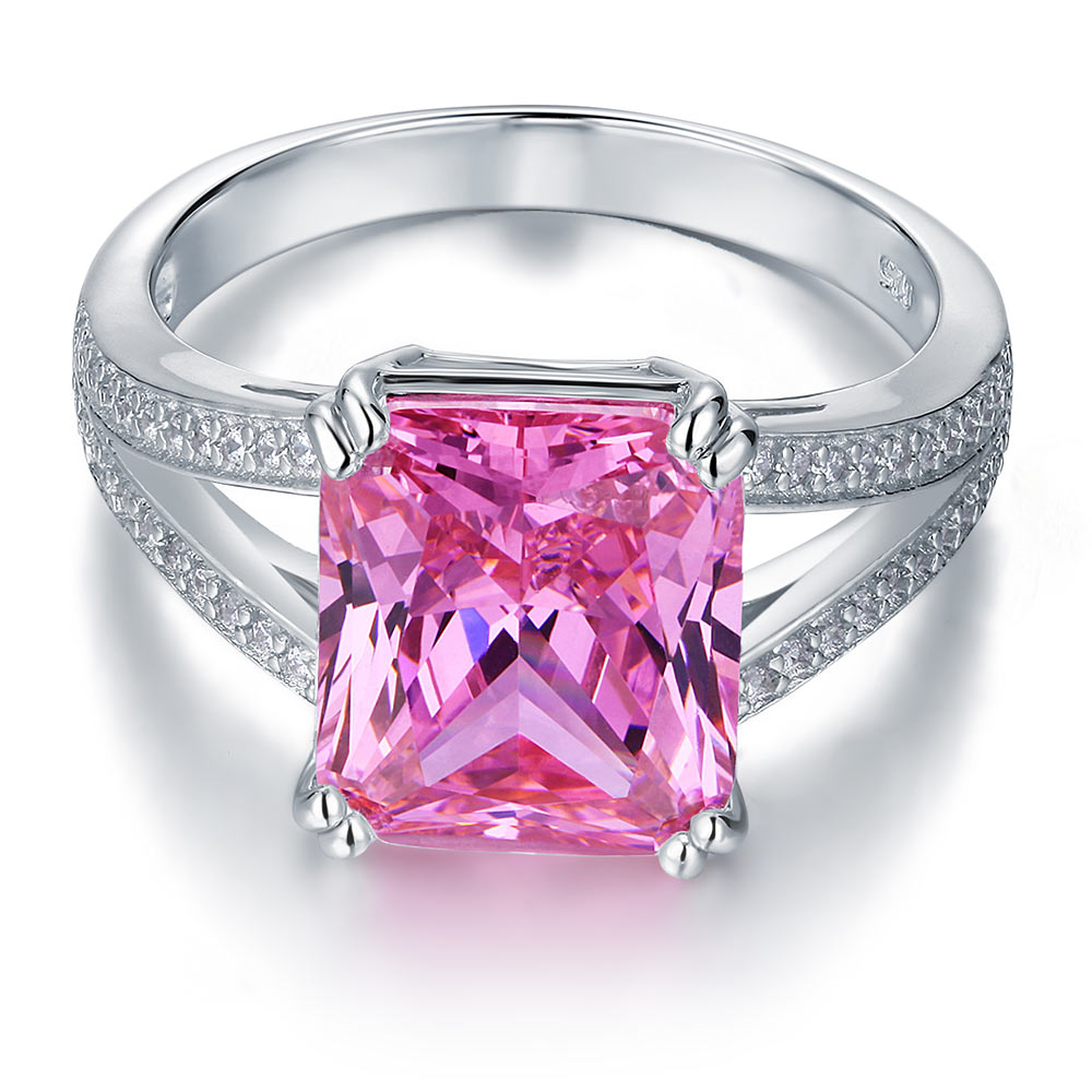 Luxury Ring 6 Carat Fancy Pink Diamond Radiant Cut - View 3 | SelinJewels