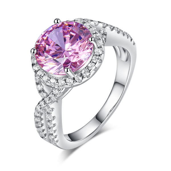 3 Carat Fancy Pink Simulated Diamond 925 Sterling Silver Luxury Wedding Ring | SelinJewels