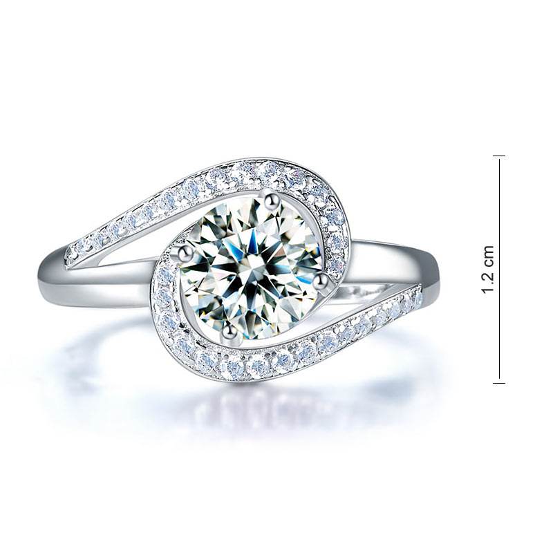 Twist Curl Silver Ring Simulated Diamond - View 6 | SelinJewels