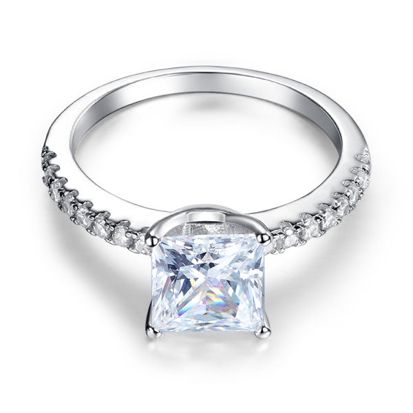 1.5 Ct Princess Cut Simulated Diamond Wedding Ring - View 3 | SelinJewels