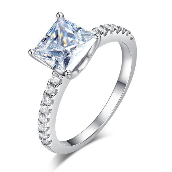 1.5 Ct Princess Cut Simulated Diamond 925 Sterling Silver Wedding Engagement Ring | SelinJewels