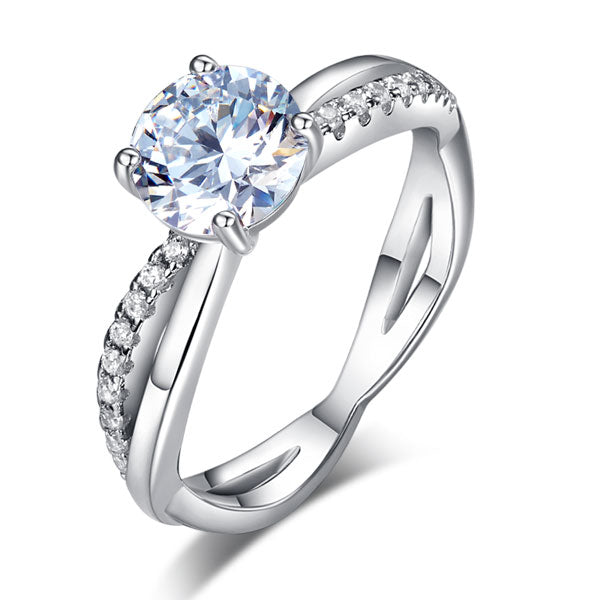 925 Sterling Silver Wedding Promise Ring 1.25 Ct Simulated Diamond | SelinJewels