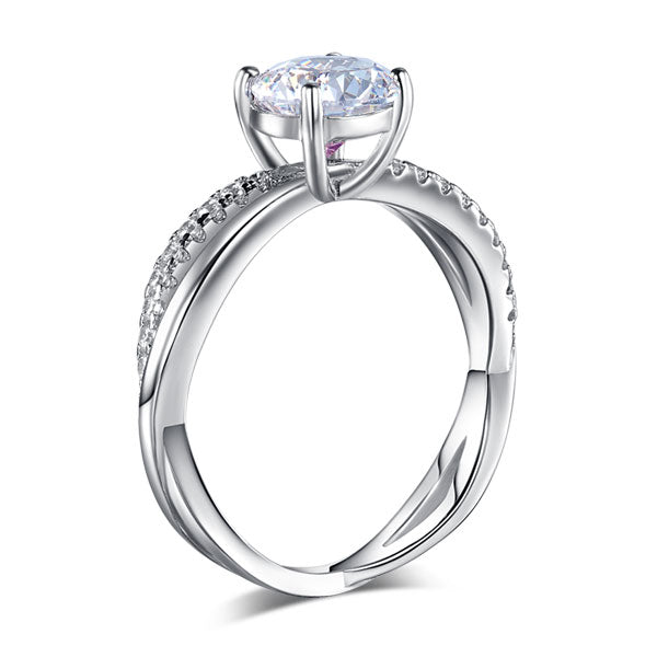 925 Sterling Silver Promise Ring Simulated Diamond - View 4 | SelinJewels