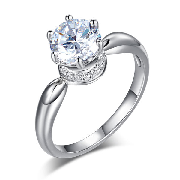 6 Claws Crown 925 Sterling Silver Promise Ring 1.25 Ct Simulated Diamond | SelinJewels