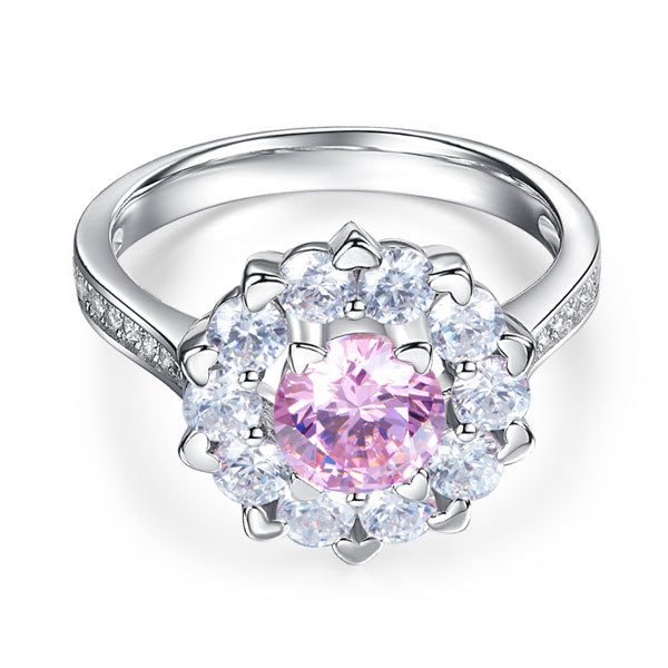Snowflake Promise Ring Fancy Pink Diamond - View 3 | SelinJewels