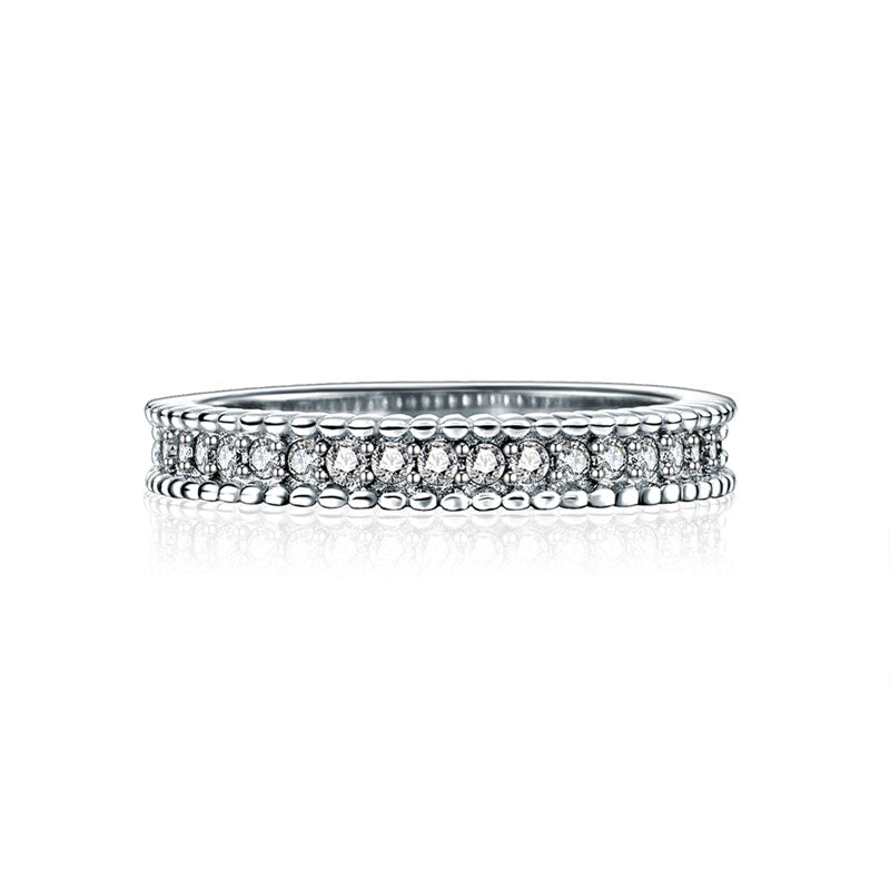 Solid 925 Sterling Silver 2-Pcs Wedding Engagement Ring Set 1 Ct Simulated Diamante Jewelry
