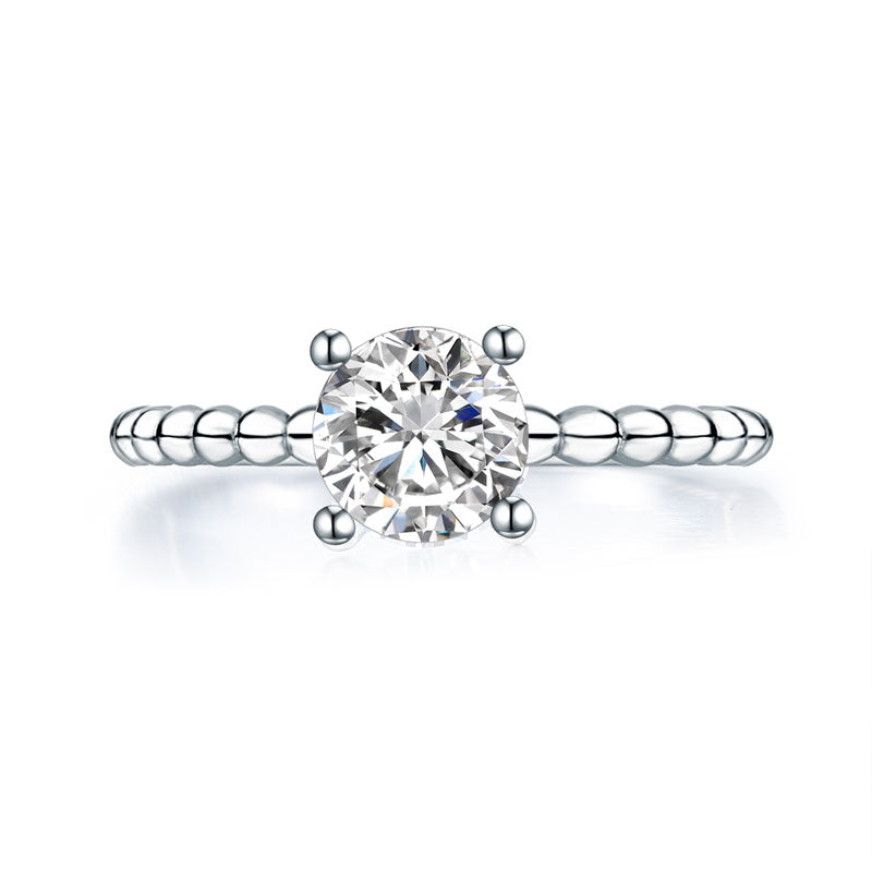 Solid 925 Sterling Silver 2-Pcs Wedding Engagement Ring Set 1 Ct Simulated Diamante Jewelry