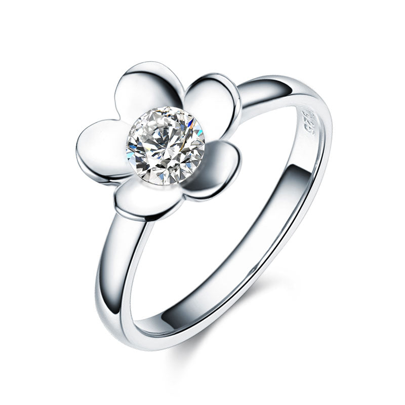 Solid 925 Sterling Silver 2-Pcs Butterfly Flower Ring Set Lady Jewelry New Design