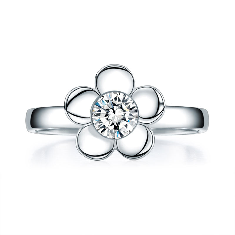 Solid 925 Sterling Silver 2-Pcs Butterfly Flower Ring Set Lady Jewelry New Design