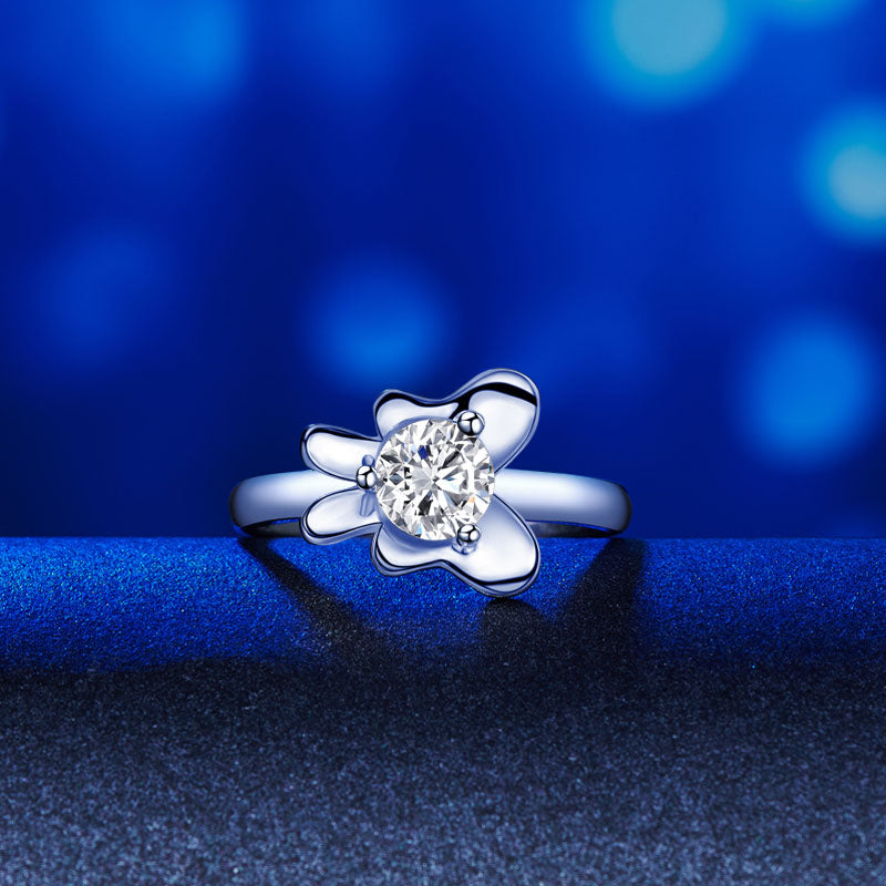 Solid 925 Sterling Silver 2-Pcs Butterfly Flower Ring Set Lady Jewelry New Design