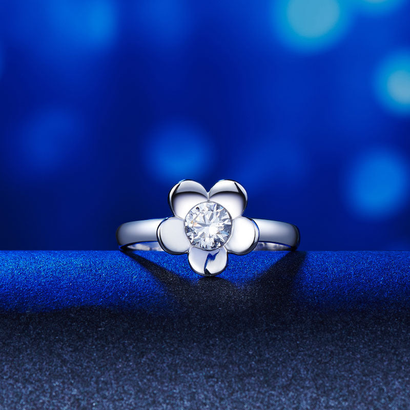 Solid 925 Sterling Silver 2-Pcs Butterfly Flower Ring Set Lady Jewelry New Design