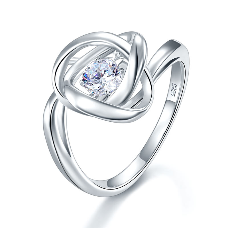 Dancing Stone Woven Solid 925 Sterling Silver Ring New Style