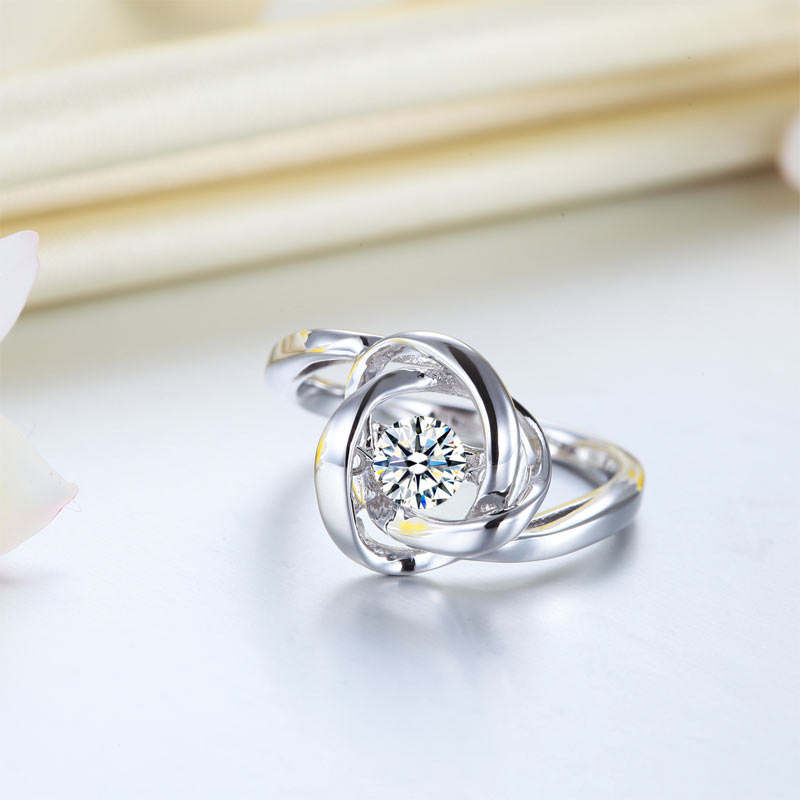 Dancing Stone Woven Solid 925 Sterling Silver Ring New Style