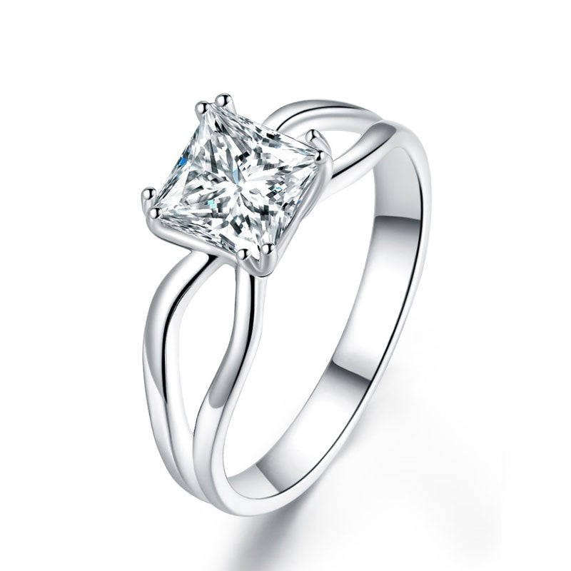 Princess Cut 1 Ct Solid 925 Sterling Silver Promise Anniversary Engagement Ring | SelinJewels