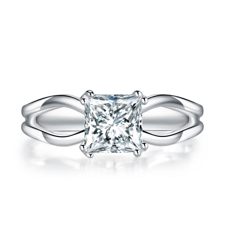 Princess Cut 1 Ct Solid 925 Sterling Silver Ring Promise Anniversary Engagement Wedding Jewelry