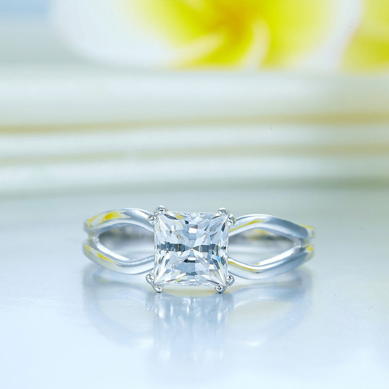 Princess Cut 1 Ct Solid 925 Sterling Silver Ring Promise Anniversary Engagement Wedding Jewelry