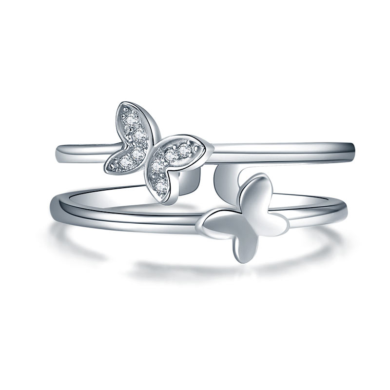 Solid 925 Sterling Silver Butterfly Ring - View 2 | SelinJewels