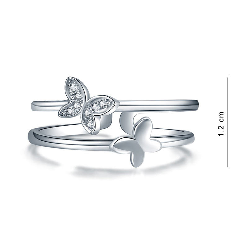 Solid 925 Sterling Silver Ring Band Fashion Butterfly New Style for Girls Ladies
