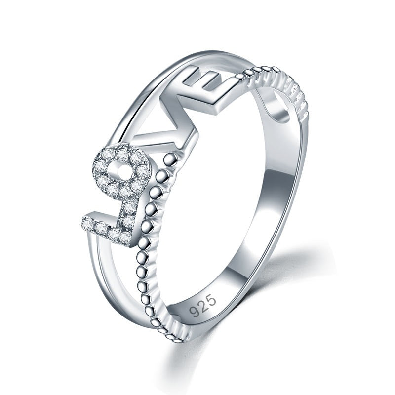 Solid 925 Sterling Silver Ring Band Fashion LOVE New Style for Girls | SelinJewels