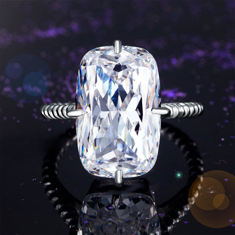 Solid 925 Sterling Silver Luxury Ring Solitaire 8.5 Carat Wedding Engagement Party Pageant Jewelry