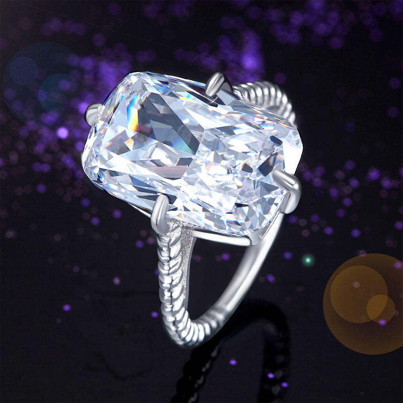 Solid 925 Sterling Silver Luxury Solitaire Ring 8.5 Carat - View 2 | SelinJewels
