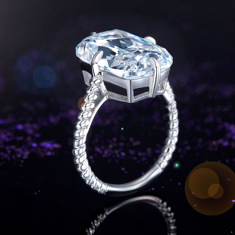 Solid 925 Sterling Silver Luxury Ring Solitaire 8.5 Carat Wedding Engagement Party Pageant Jewelry