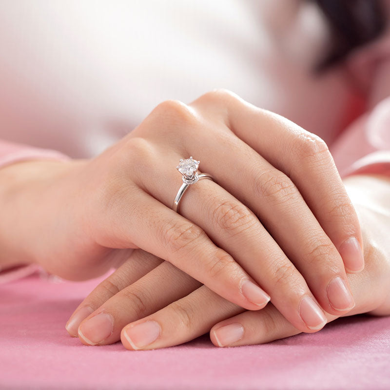1 Carat Moissanite Diamond 6 Claws Engagement Ring - View 2 | SelinJewels
