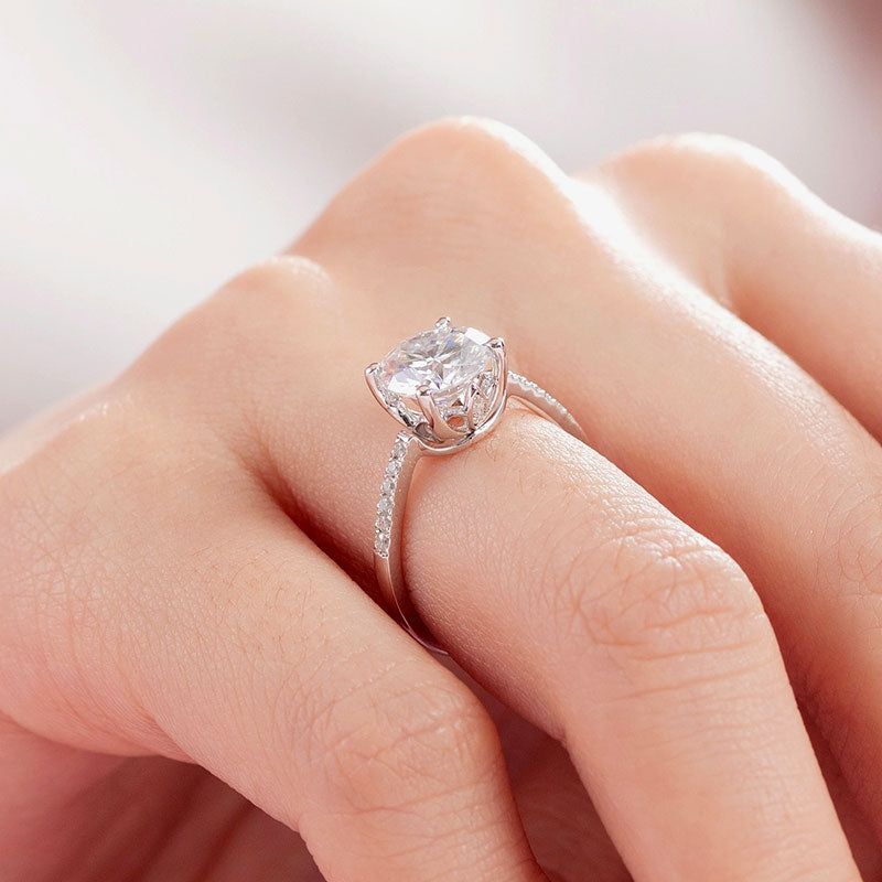 2 Carat Moissanite Diamond Engagement Ring 925 Sterling Silver