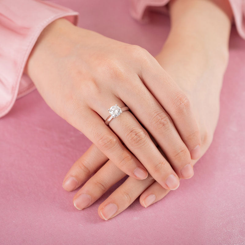1.5 Carat Moissanite Diamond Ring Heart Shape Prong 925 Sterling Silver