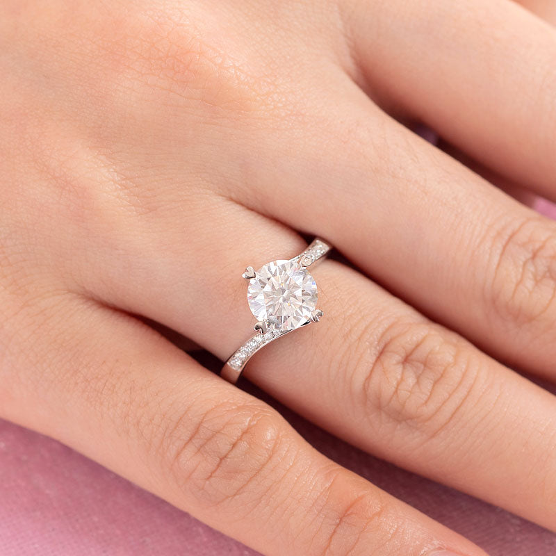 1.5 Carat Moissanite Diamond Ring Heart Shape Prong 925 Sterling Silver