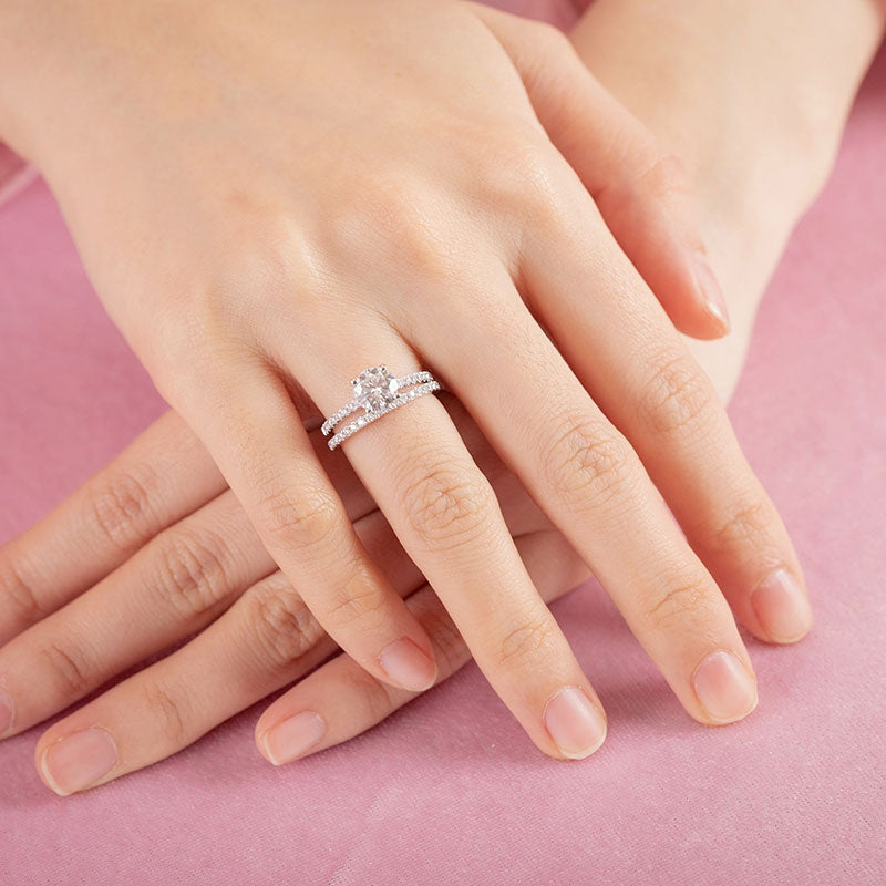 1 Carat Moissanite Diamond Ring Set - View 4 | SelinJewels