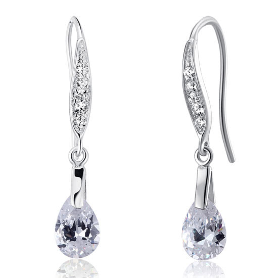2 Carat Pear Cut Simulated Diamond 925 Sterling Silver Dangle Earrings | SelinJewels