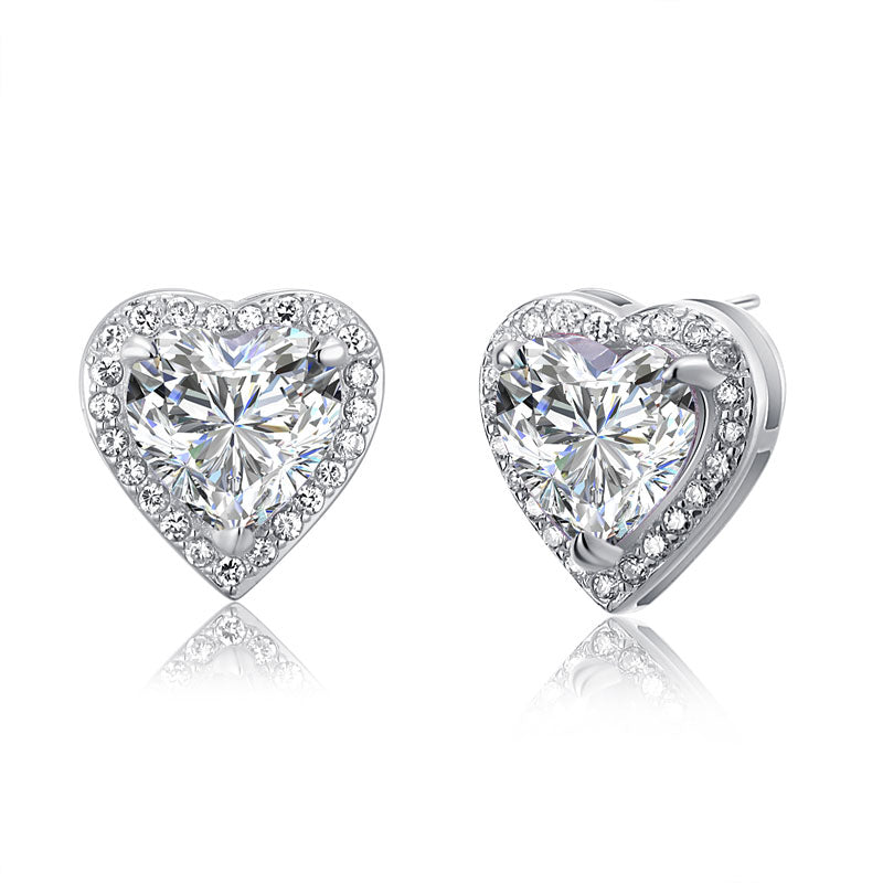 3 Carat Simulated Diamond 925 Sterling Silver Heart Stud Earrings | SelinJewels