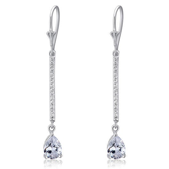 1 Carat Pear Cut Simulated Diamond 925 Sterling Silver Dangle Earrings - View 3 | SelinJewels