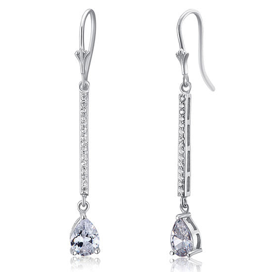 1 Carat Pear Cut Simulated Diamond 925 Sterling Silver Dangle Earrings | SelinJewels