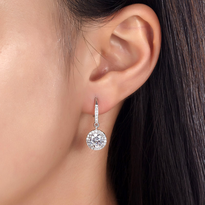 1.5 Carat Simulated Diamond 925 Sterling Silver Dangle Earrings - View 2 | SelinJewels