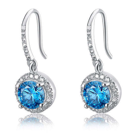 1.5 Carat Simulated Blue Topaz 925 Sterling Silver Dangle Earrings - View 4 | SelinJewels