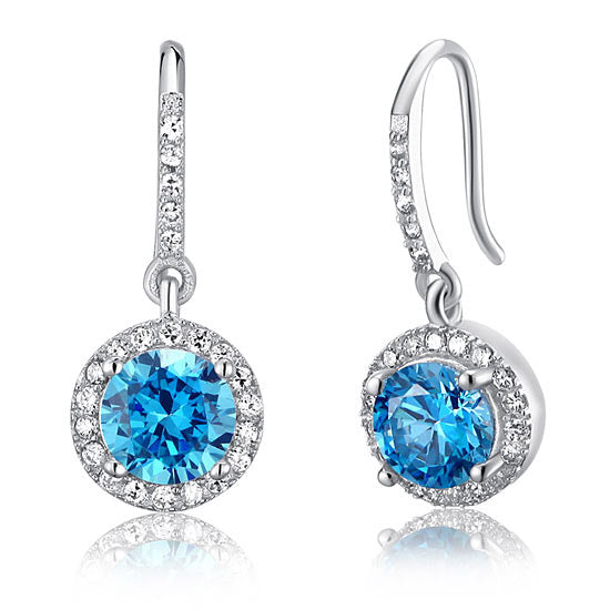 1.5 Carat Simulated Blue Topaz 925 Sterling Silver Dangle Earrings | SelinJewels
