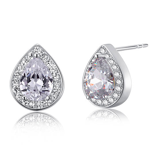 1 Carat Pear Cut Simulated Diamond 925 Sterling Silver Stud Earrings | SelinJewels