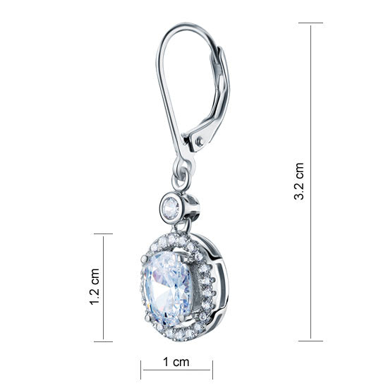 1.5 Carat Oval Cut Simulated Diamond 925 Sterling Silver Dangle Earrings - View 4 | SelinJewels
