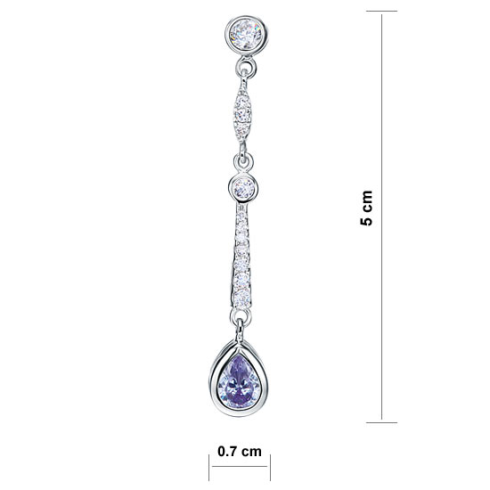 Purple Simulated Sapphire 925 Sterling Silver Dangle Earrings - View 4 | SelinJewels