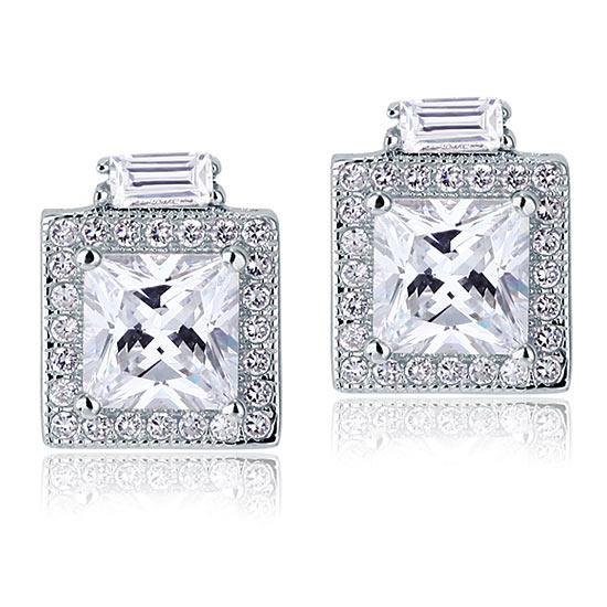 2 Carat Simulated Diamond Vintage Style Stud 925 Sterling Silver Earrings - View 3 | SelinJewels
