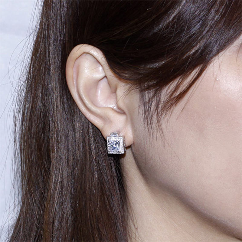 2 Carat Simulated Diamond Vintage Style Stud 925 Sterling Silver Earrings - View 2 | SelinJewels