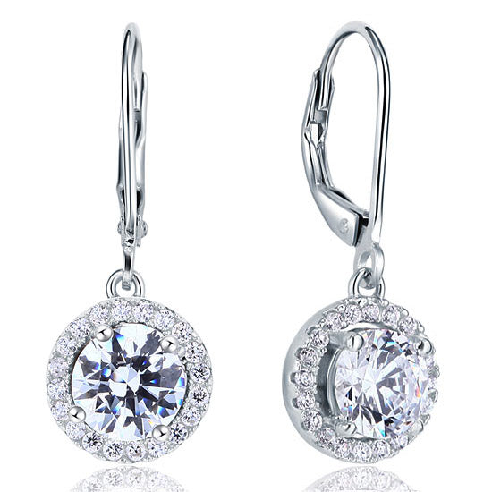 Simulated Diamond Dangle Drop Sterling 925 Silver Earrings | SelinJewels