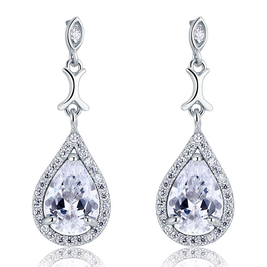 Pear Cut Simulated Diamond Vintage Dangle 925 Sterling Silver Earrings - View 3 | SelinJewels