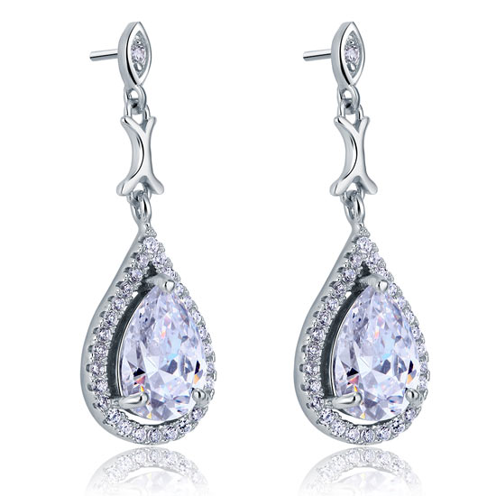 Pear Cut Simulated Diamond Vintage Dangle 925 Sterling Silver Earrings - View 4 | SelinJewels