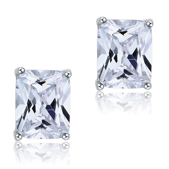 4 Carat Simulated Diamond Stud 925 Sterling Silver Earrings - View 3 | SelinJewels