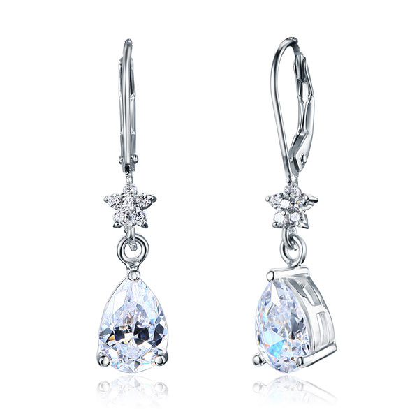 2 Carat 925 Sterling Silver Dangle Bridal Wedding Bridesmaid Earrings | SelinJewels