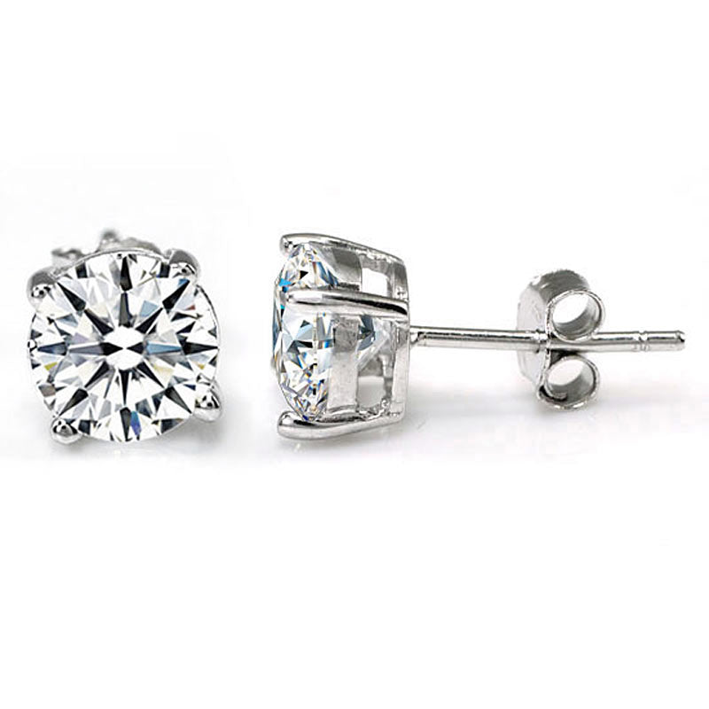 1 Carat Simulated Diamond Stud Earrings 925 Sterling Silver - View 3 | SelinJewels